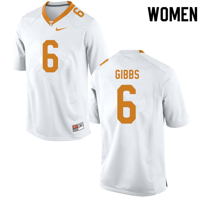 Women #6 Deangelo Gibbs Tennessee Volunteers College Football Jerseys Sale-White - Click Image to Close